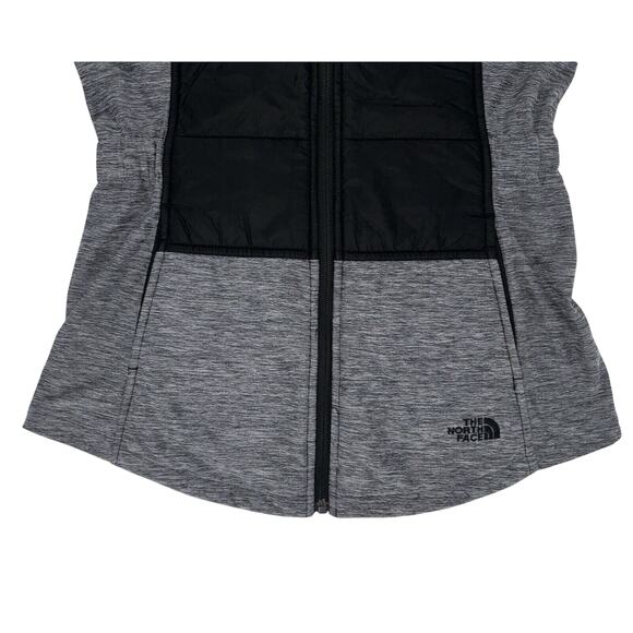 The North Face Women's Vest Small Gray & Black Stretch Full Zip Hooded Pockets - Picture 2 of 10